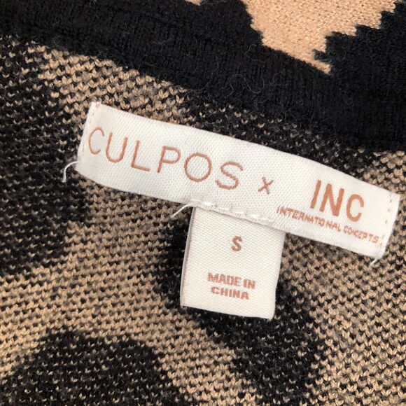 Culpos +INC INTERNATIONAL CONCEPTS Belted Fringe Collar Leopard Cardigan S - Picture 8 of 13